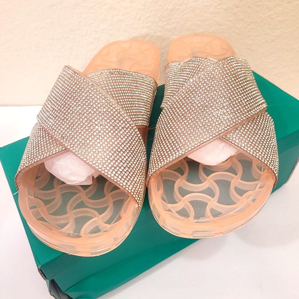 Lauren Lorraine Jelly Slides Size Large 10 Nude Slides Womens Shoes Sandals NIB
